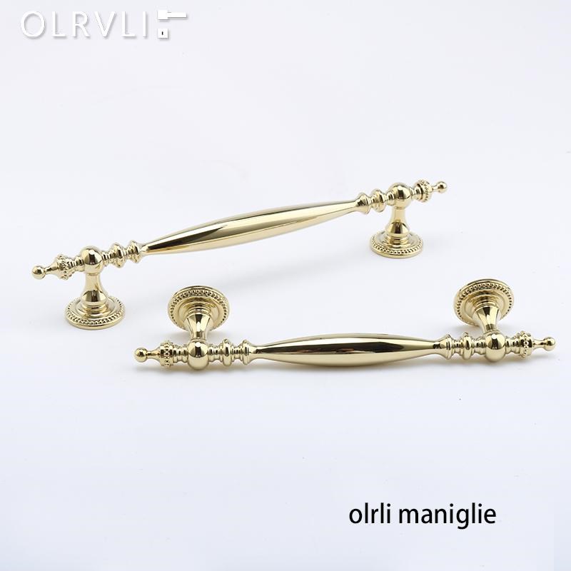 olrvli黄h铜复古亮金色柜门小拉手法式轻古典奢橱柜抽屉柜门把手