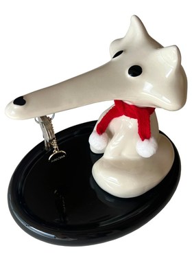 Click创意狐狸叼钥匙管家磁A吸收纳托盘陶瓷摆件玄关置物拖盘可爱