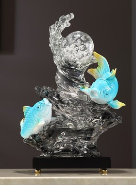 风生水起招财鱼摆件轻奢高t端大气艺术品入户门客厅玄关办公室装