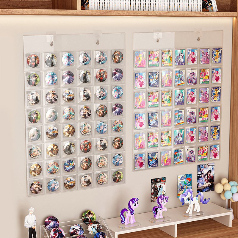 吧唧展示架e挂墙透明防尘谷美小马分格宝莉徽章小卡片谷子收纳挂