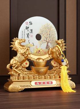 马到成功桌面摆件平安扣树脂工艺品创意办公室酒柜装饰品开业礼物
