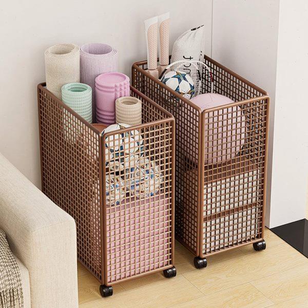 运动器材收纳篮收纳架置物架篮球可移动子家用瑜伽垫瑜伽球收纳筐