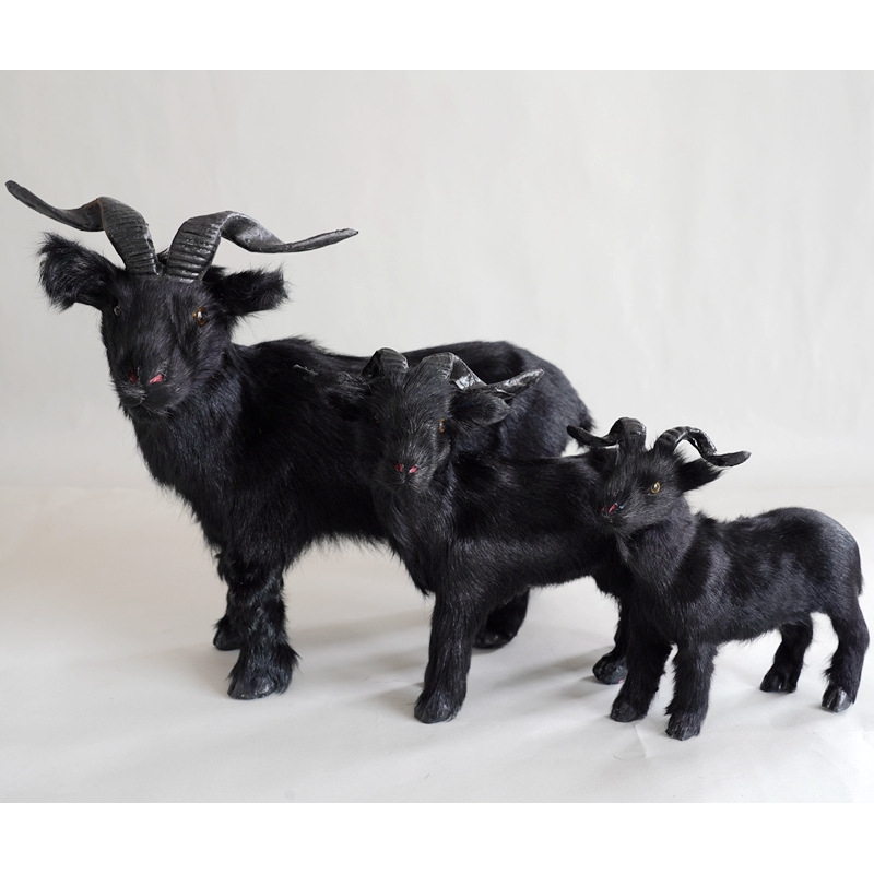 仿真黑羊黑山羊黑色装饰白山羊模型教材道具草坪装饰动物高仿真