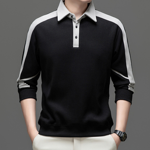 2024年秋冬款小清新翻领纯色男装卫衣休闲中青年卫衣