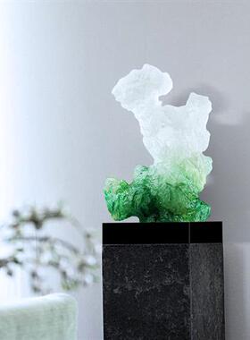 创意透明树脂太湖石摆件售楼处酒店大堂雕塑家居玄关客厅软装饰品