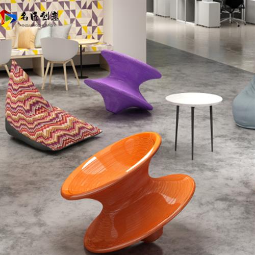 创意卡通玻璃钢休闲座椅组合马卡龙云朵椅糖果凳户外商场休息坐凳