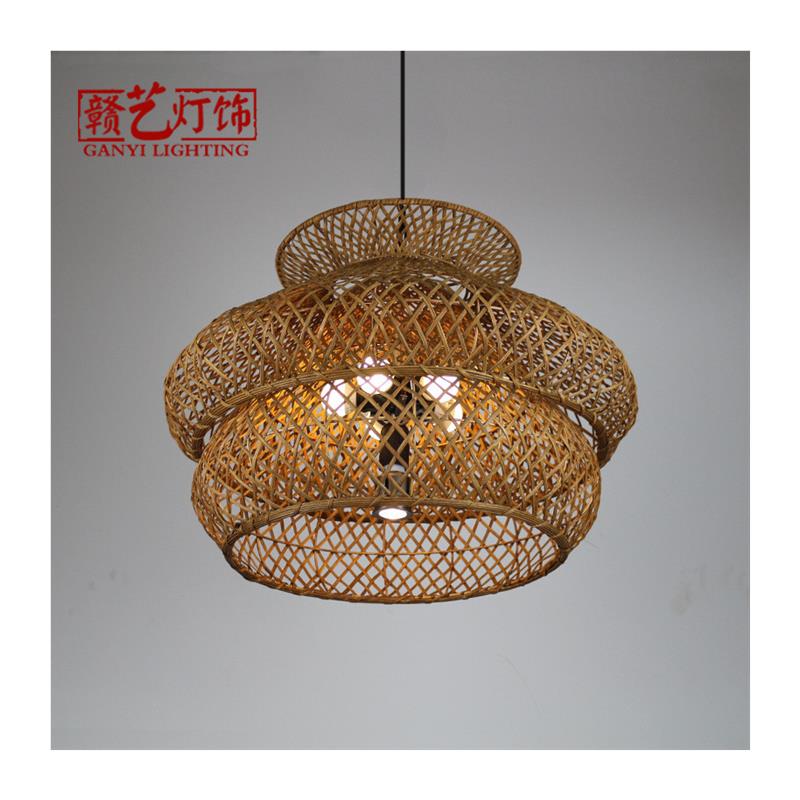 田园风格藤艺吊灯中餐厅农庄农家乐庭院复古藤编灯创意艺术灯饰