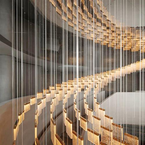 定酒店大堂售楼部沙盘波浪形led制智能吊灯别墅会所非标工程灯具