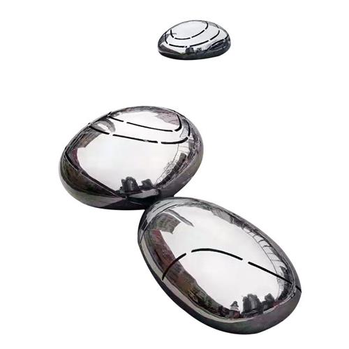 大型不锈钢镜面鹅卵石雕塑售楼部水滴景观椭圆摆件几何石头雕塑