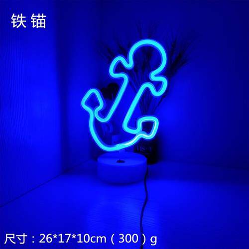 跨境LED台式霓虹灯love闪电彩虹造型装饰灯云朵底座发光字小夜灯