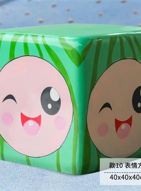 正方形座椅摆件玻璃钢几何坐凳雕塑幼儿园商场培训早教中心休闲椅