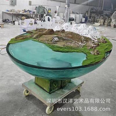 创意透明树脂雕塑仿水晶玻璃工艺品摆件售楼处客厅大型软装饰品
