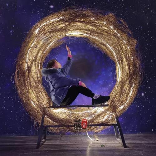 户外网红秋千户外落地巴厘唯美藤编卡座吊椅室外秋千景区打卡道具