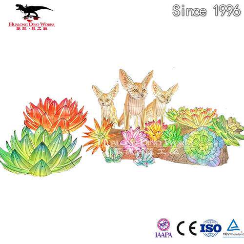 动物狐狸彩灯花灯形态逼真形象自贡大型多年彩灯工厂设计制作