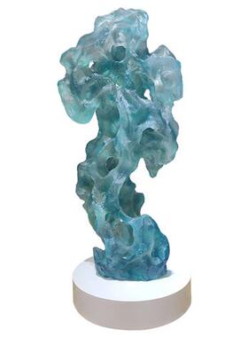 透明树脂大型落地新中式客厅太湖石摆件软装饰品工艺装置水晶雕塑