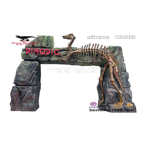 大型仿真恐龙化石骨架造型主题景区恐龙乐园大门恐龙动物拱门摆件