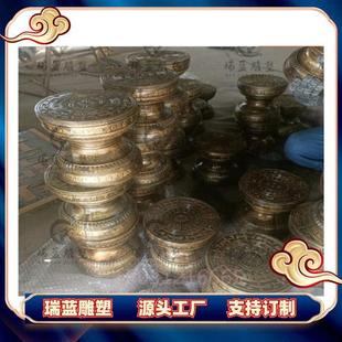 纯铜铸造大型广西壮族铜鼓雕塑锻铜民族乐器铜鼓广场园林景观摆件