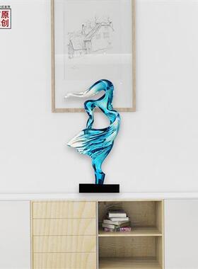 高档树脂装饰摆设仿琉璃蓝色艺术品酒店大堂雕塑摆件