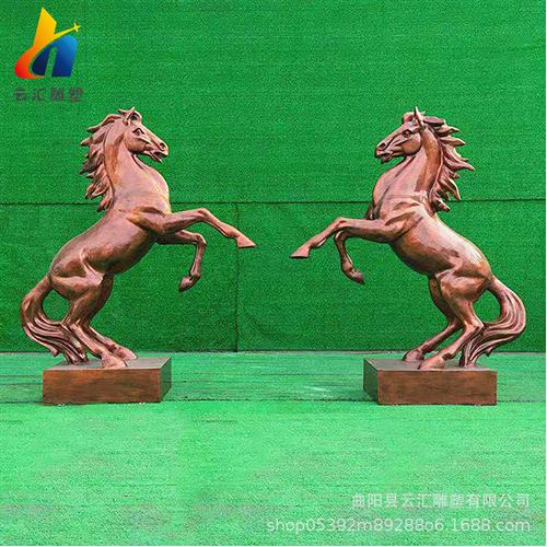 玻璃钢仿铜马飞马雕塑树脂仿真动物铸铜骑马人户外广场景观装饰品