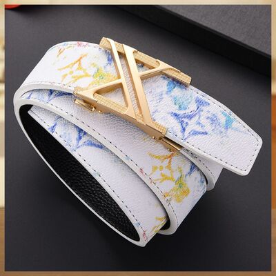 皮带男潮流学生百搭全卡槽涂鸦