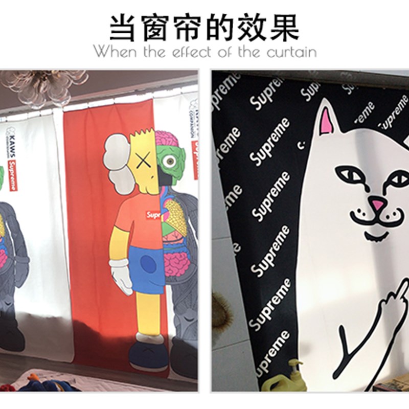 kaws芝麻街背景布潮牌挂布宿舍改造insM横竖版网红超大号简约墙布