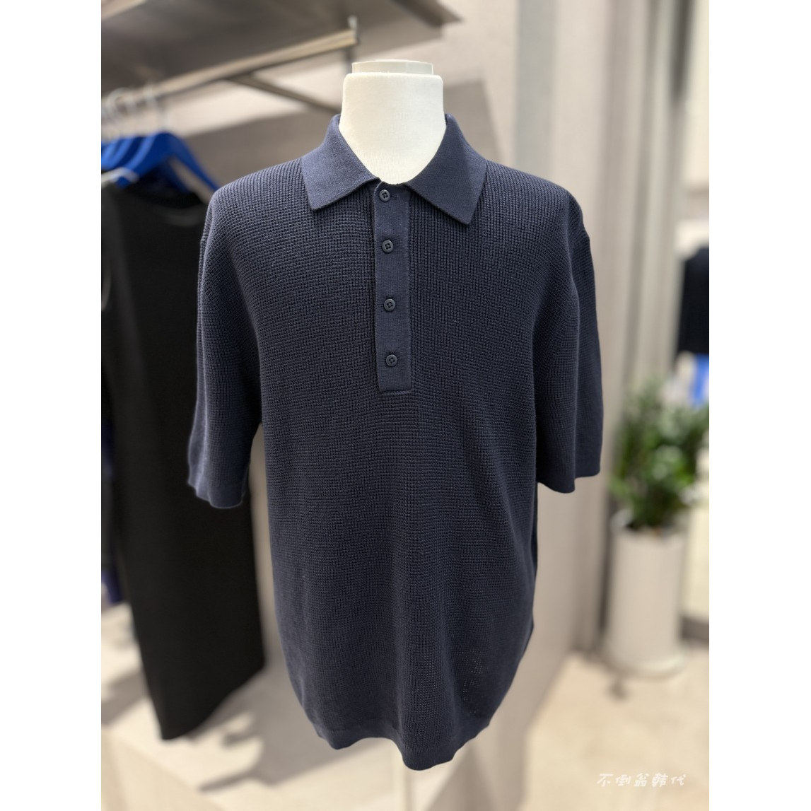CK JEANS韩国直邮26男款春夏华夫格通勤POLO领短袖针织衫4RF316G