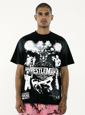 hellstar地狱之星HUF联名WWE WrestleMania摔角狂热纪念41短袖T恤