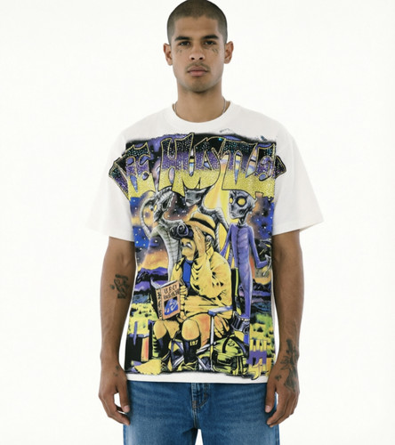 Life Hustlers Aliens探讨UFO外星人科幻印花烫钻设计短袖T恤潮