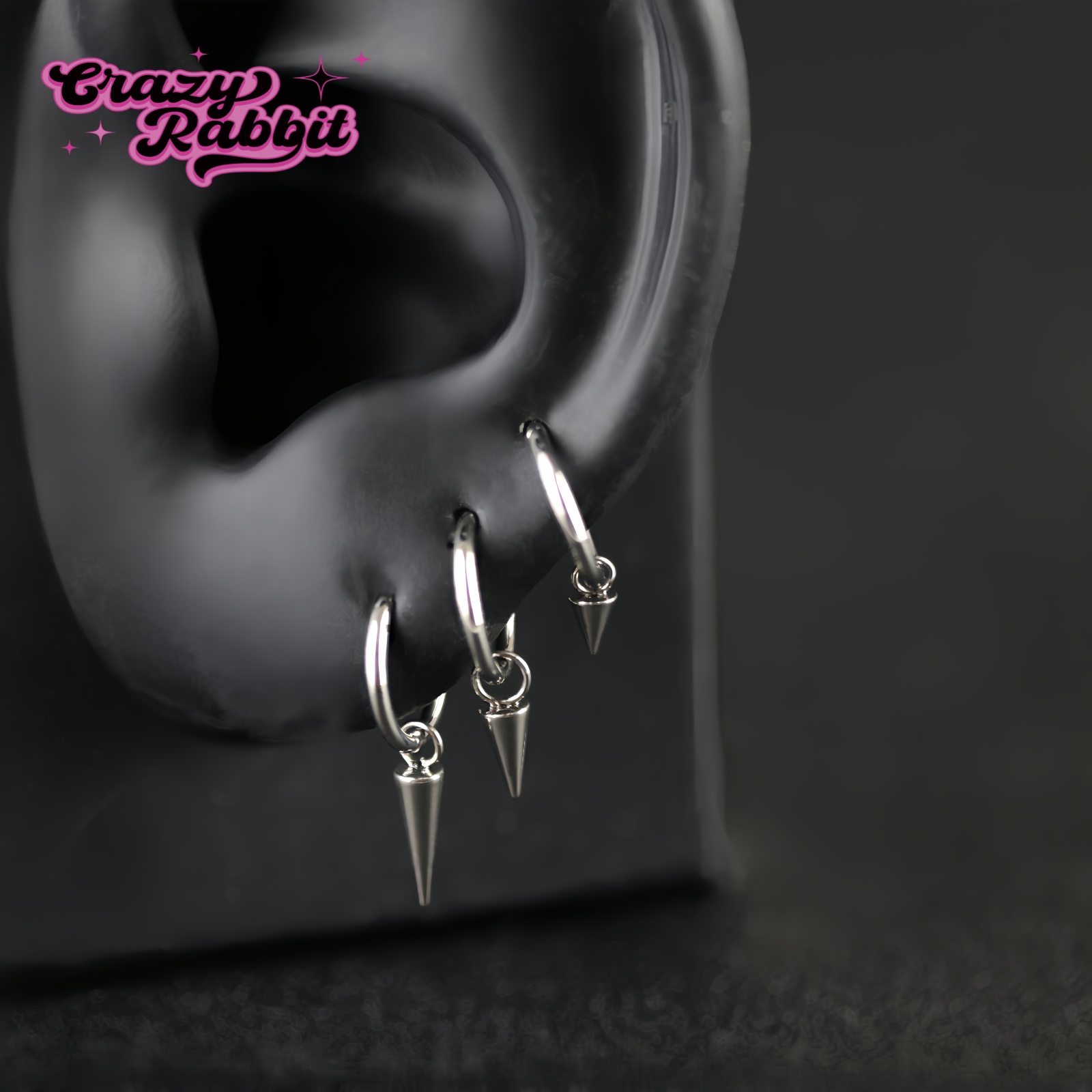 素圈耳环钛合金尖锥吊坠2025银色小众设计感小圈圈耳饰养耳洞耳圈