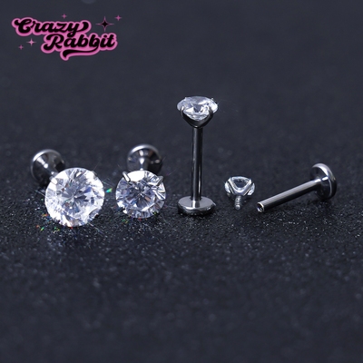 CrazyRabbit超闪透明锆石耳钉