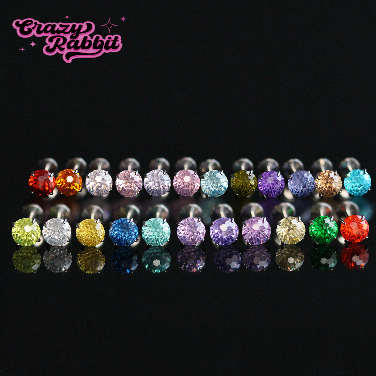 CrazyRabbit烟花切锆石耳钉