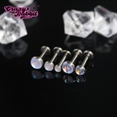 CrazyRabbit 月光蛋白石耳钉超仙少女平底内螺纹免摘耳骨钉唇钉女