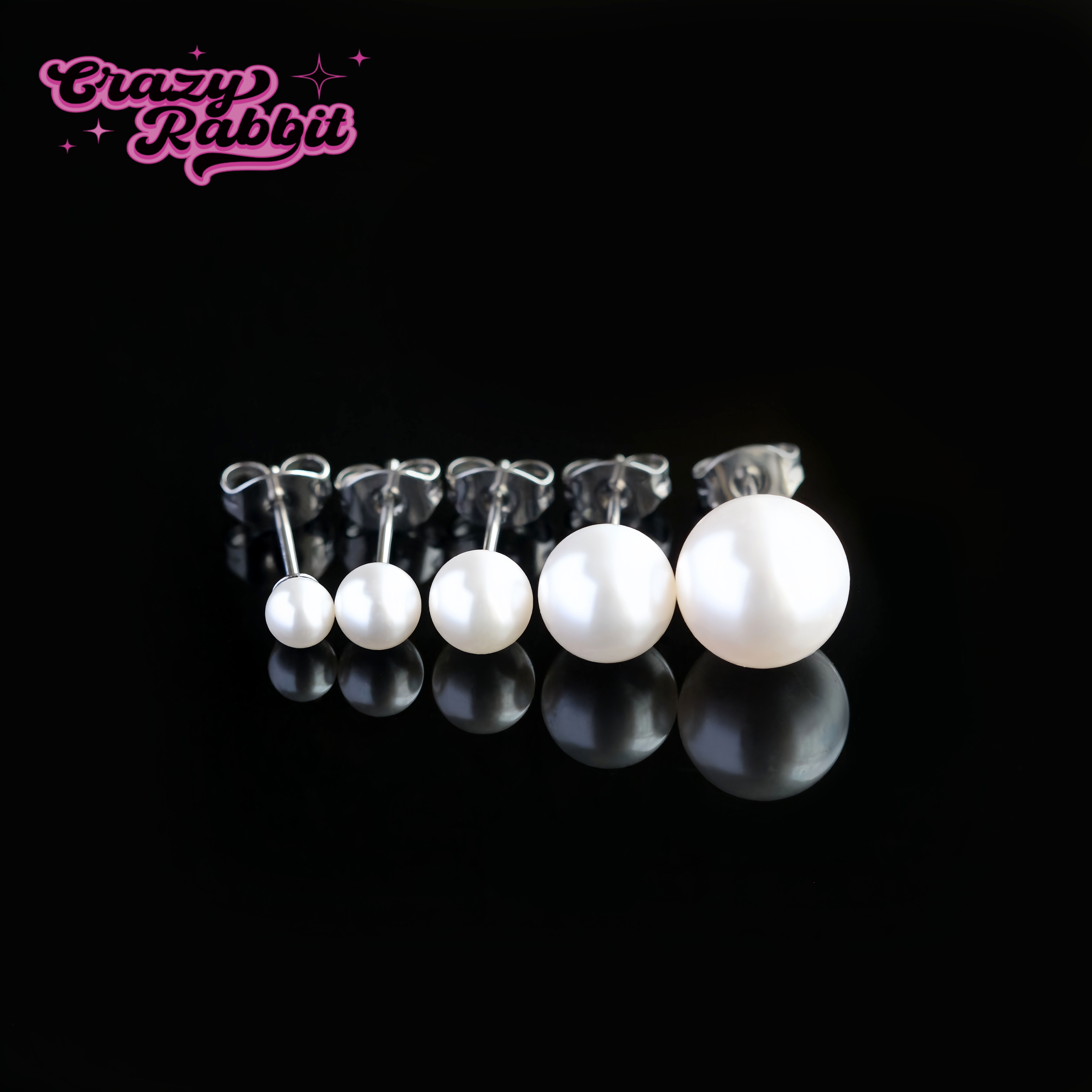 CrazyRabbit正圆施家珍珠耳钉