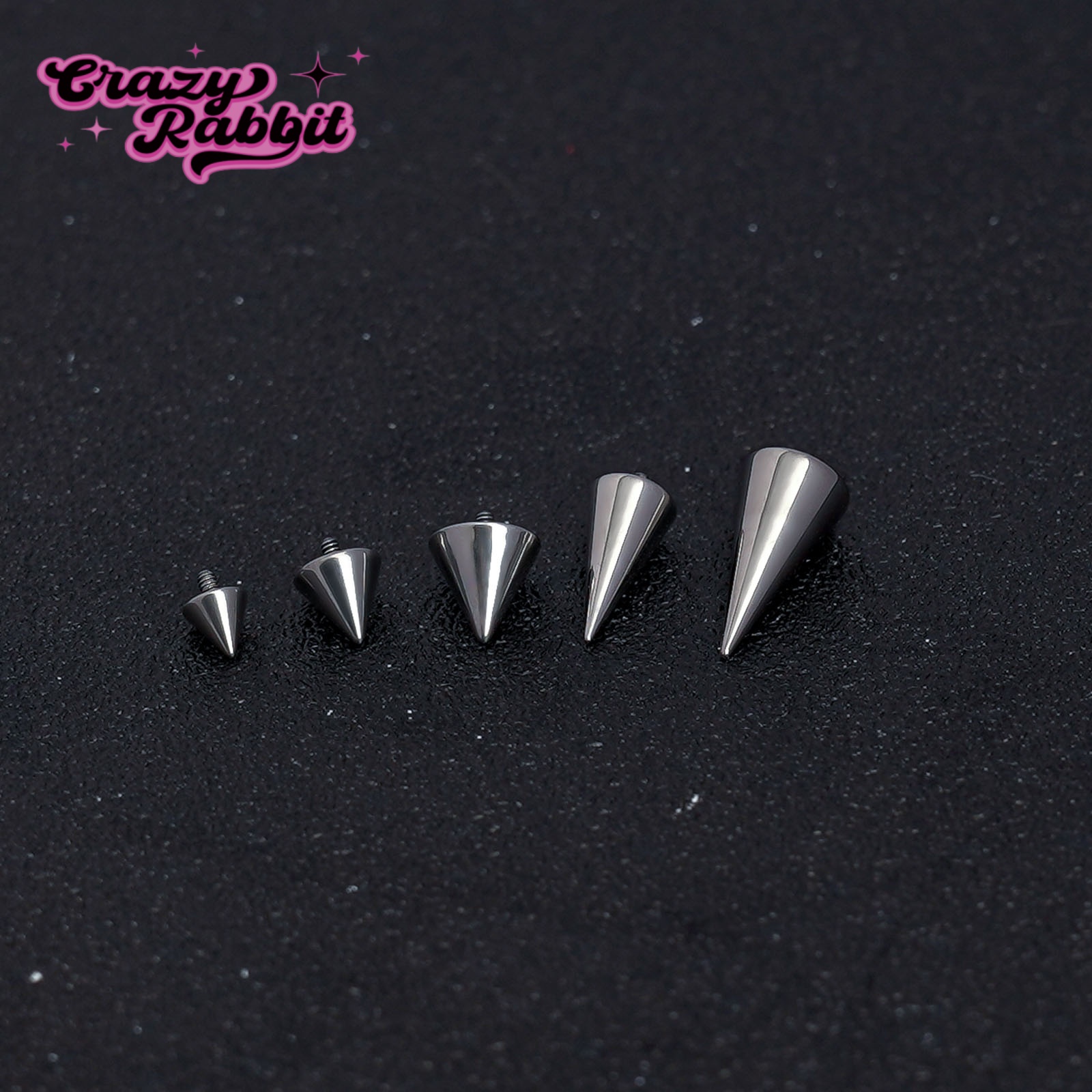 CrazyRabbit尖锥钛合金铆钉耳钉