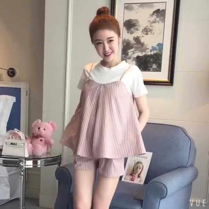 孕妇装上下两件套夏天托腹裤套装夏款小个子怀孕初期短裤T恤女生