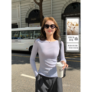 Lin 女舒适显瘦打底衫 无缝一体 针织衫 上衣 100羊毛长袖 Maven