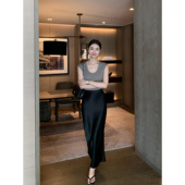 新款 黑色奢华醋酸半身裙女夏季 气质鱼尾裙气质缎面长裙 Lin Maven