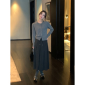 Maven 半身裙女百褶遮跨显瘦a字呢子裙 精致西装 Lin 现货7.5折