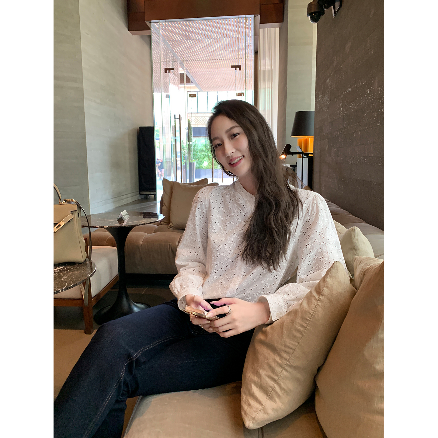 Maven Lin品质腔调 天丝白色长袖衬衫女气质通勤衬衣休闲宽松上衣