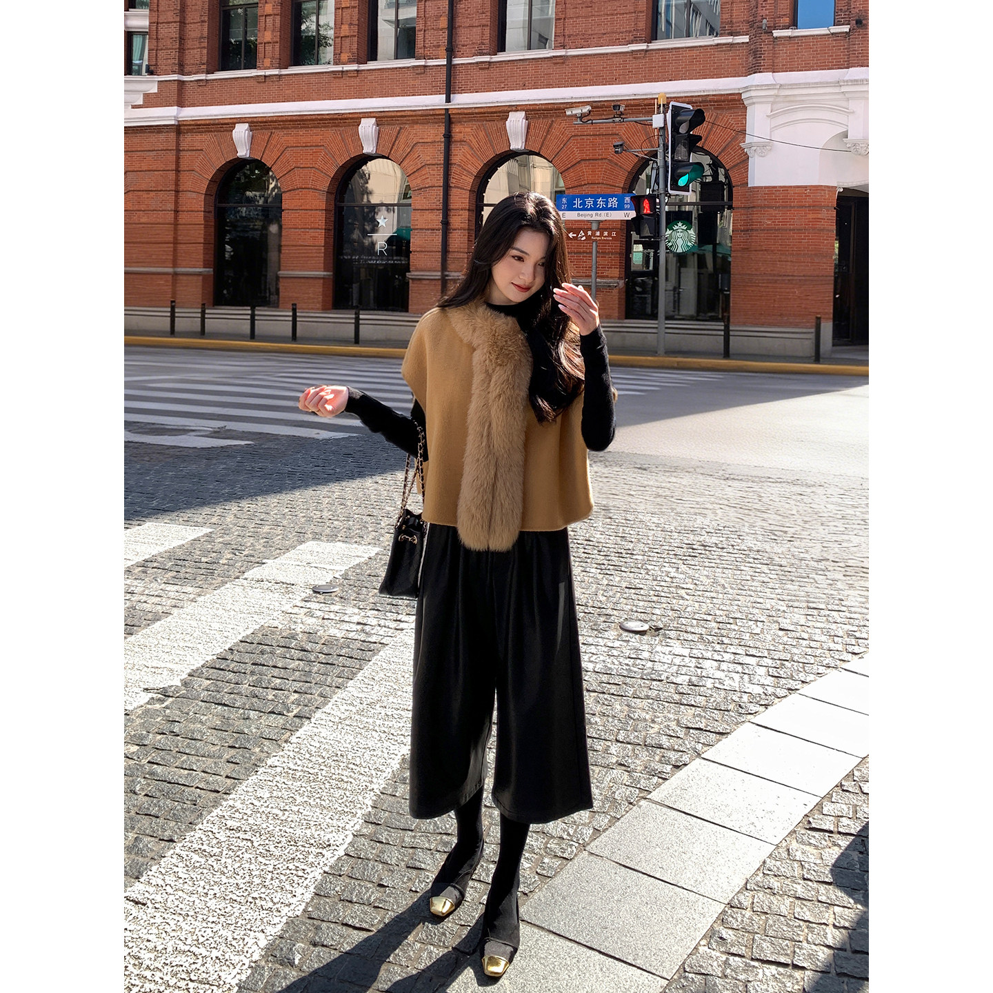 Maven Lin 都市慵懒 高级绒感pu皮阔腿八分裤女通勤休闲直筒皮裤,女装/女士精品,休闲裤,淘宝优惠券,粉丝福利购,淘宝优惠卷