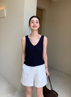 Maven Lin 老钱风汉麻系列|简约直筒短裤休闲阔腿热裤五分裤女夏