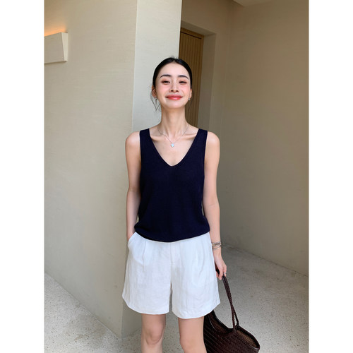 Maven Lin 老钱风汉麻系列|简约直筒短裤休闲阔腿热裤五分裤女夏