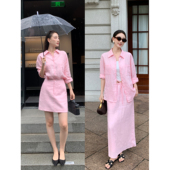 Maven 女通勤直筒半身裙短裙 套装 Lin 极简老钱风1OO亚麻宽松衬衫