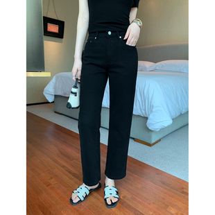 女简约通勤直筒九分裤 Maven 高腰显瘦黑色牛仔裤 轻洽都市 Lin