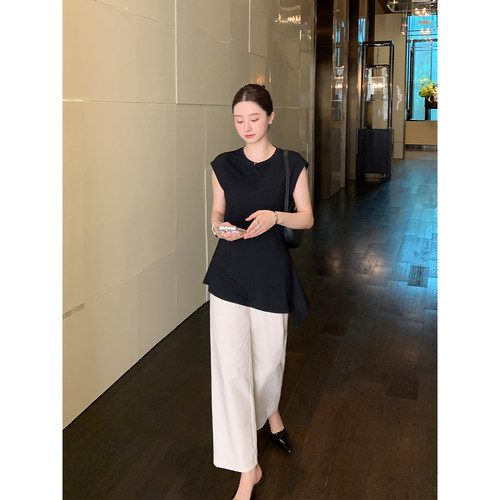 Maven Lin R0W风极简 白色通勤休闲裤女高级感气质修身直筒九分裤