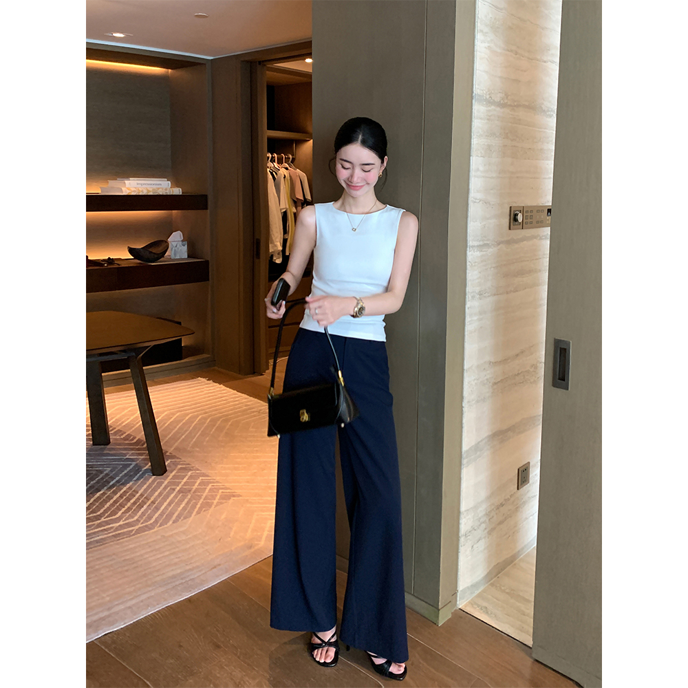 Maven Lin 自由新通勤|气质职场中腰干练直筒休闲裤女阔腿西装裤