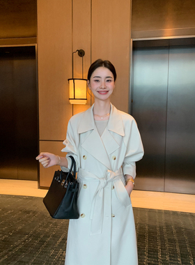 Maven Lin 智性松弛 中长款风衣外套女高级感气质双排扣翻领大衣