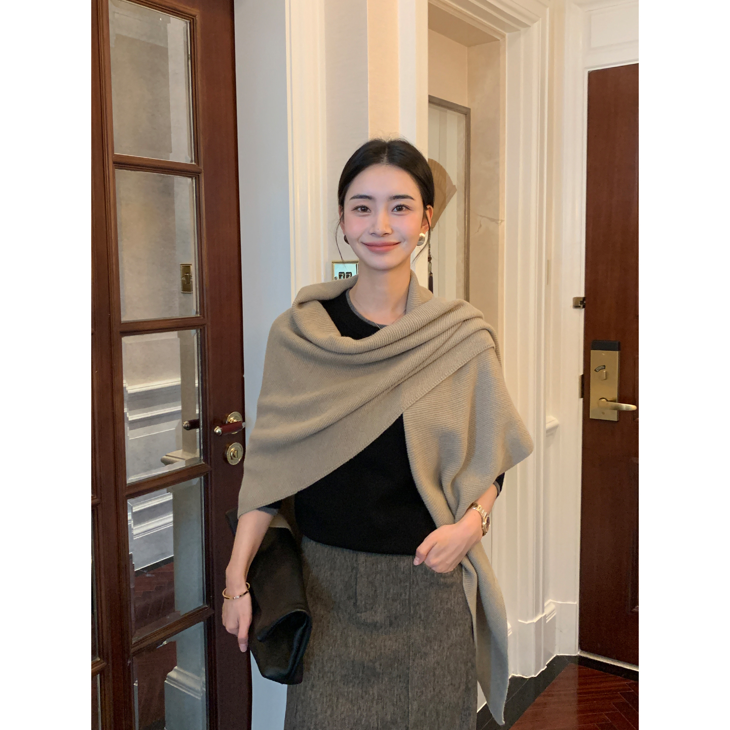 Maven Lin高阶挚爱 羊毛混纺大披肩围巾女雅奢保暖外搭针织三角巾