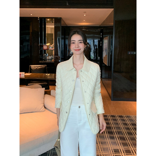 Maven Lin 品质奢宠 复古菱形格翻领棉服女高级气质短款棉衣外套