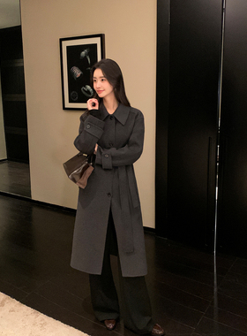 Maven Lin【现货7.5折】高支澳毛呢子1OO羊毛双面呢外套中长款